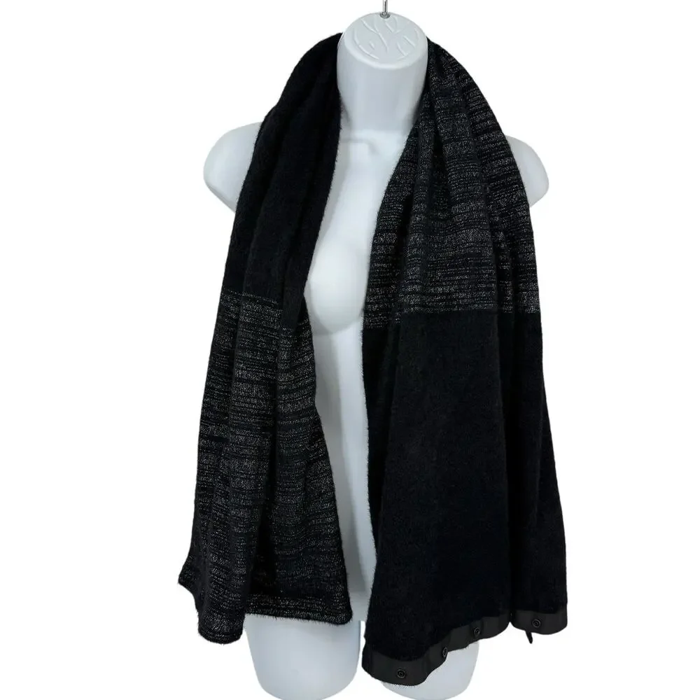 Stella & Dot Kaci Versatile 2-in-1 Scarf Wrap Knit Soft Black Metallic